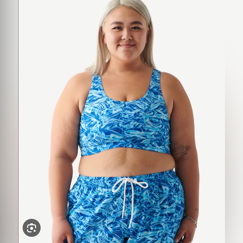 Humankind Blue Printed Swim Top and Shorts Set